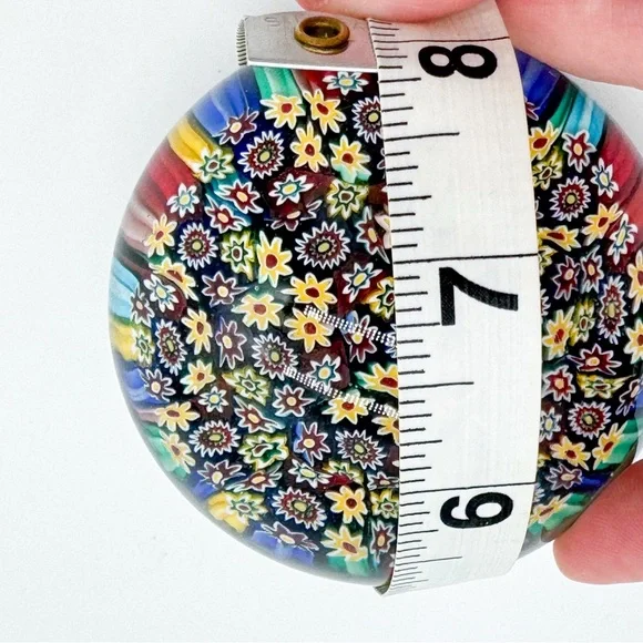 Murano Millefiori Paperweight  Vintage Art Glass Italy Sticker Paper Weight - Picture 14 of 14